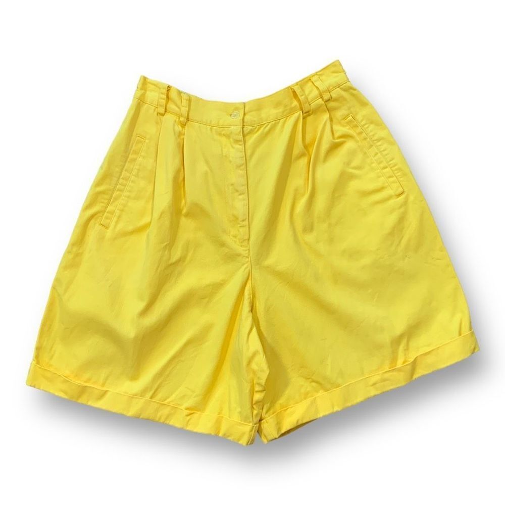 Vintage Russ Shorts Yellow Tailored Pleated High Rise Mom Baggy Wide Leg‎ Size 8